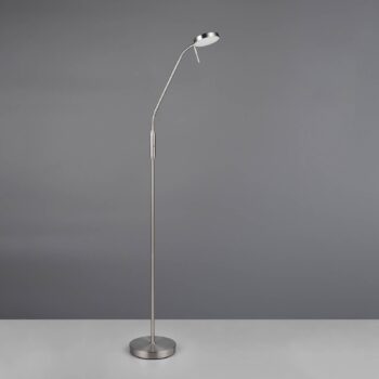 LED dobíjacia stojacia lampa Moreno, matný nikel, CCT, stmievateľná