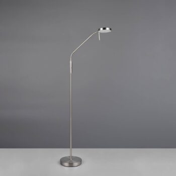 LED dobíjacia stojacia lampa Moreno, matný nikel, CCT, stmievateľná