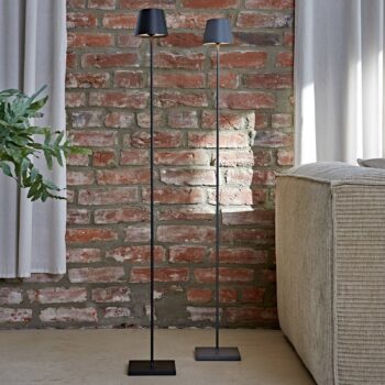 LED dobíjacia stojacia lampa Nuindie IP54 120 cm okrúhla USB-C čierna