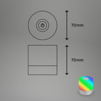 LED dobíjacia stolná lampa Smal, chróm, RGBW, plast, 7 cm
