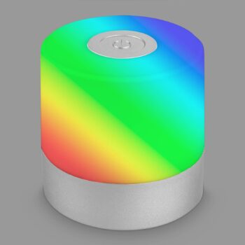 LED dobíjacia stolná lampa Smal, chróm, RGBW, plast, 7 cm