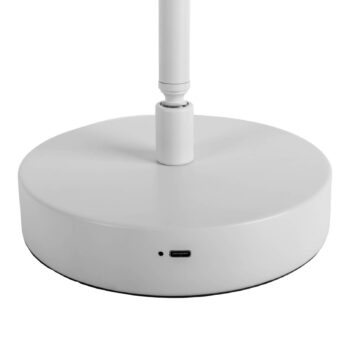 LED dobíjacia stolová lampa Lupa, biela, výška 45 cm, kov, dotykové
