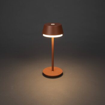 LED dobíjacia stolová lampa Lyon, terakota, IP54, stmievač, CCT, RGB
