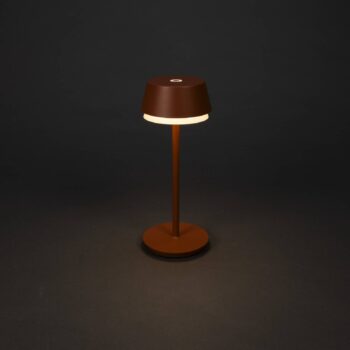 LED dobíjacia stolová lampa Lyon, terakota, IP54, stmievač, CCT, RGB