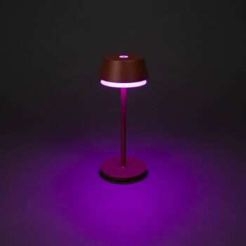 LED dobíjacia stolová lampa Lyon, terakota, IP54, stmievač, CCT, RGB