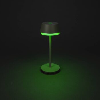 LED dobíjacia stolová lampa Lyon, zelená/šedá, IP54, stmievač, CCT, RGB