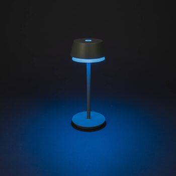 LED dobíjacia stolová lampa Lyon, zelená/šedá, IP54, stmievač, CCT, RGB