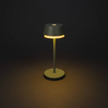 LED dobíjacia stolová lampa Lyon, zelená/šedá, IP54, stmievač, CCT, RGB