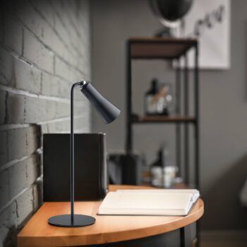 LED dobíjacia stolová lampa Maxi, čierna, kovová, stmievateľná, 36 cm