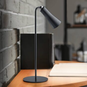 LED dobíjacia stolová lampa Maxi, čierna, kovová, stmievateľná, 36 cm