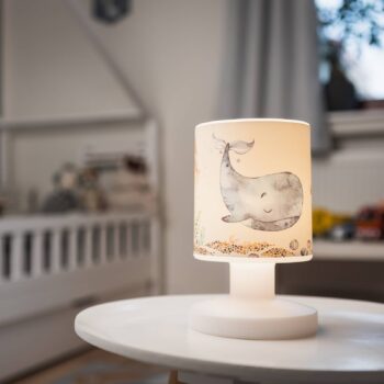 LED dobíjacia stolová lampa Paul Pottwal, biela/modrá, USB