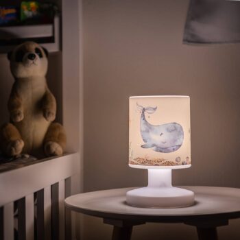 LED dobíjacia stolová lampa Paul Pottwal, biela/modrá, USB