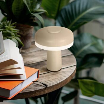 LED dobíjacia stolová lampa Pilu, béžová Výška 16,5 cm kov Touchdim