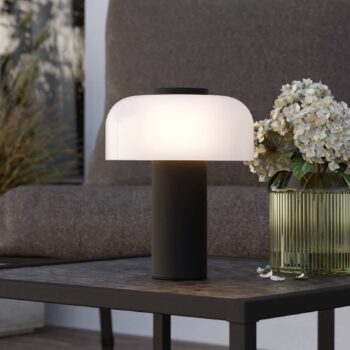 LED dobíjacia stolová lampa Ponente, Ø 16 cm, čierna/biela, CCT
