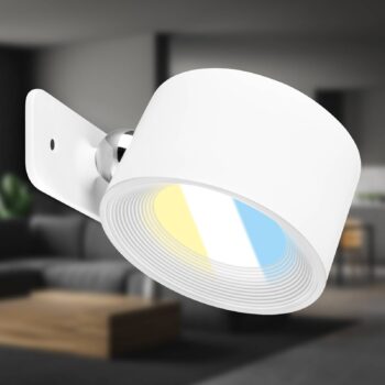 LED dobíjacie nástenné svietidlo Tari, biele, CCT, dotykový stmievač, USB