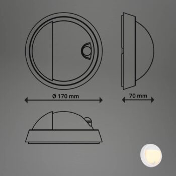 LED dobíjacie vonkajšie nástenné svietidlo 3785016 biely senzor pohybu Ø 17 cm