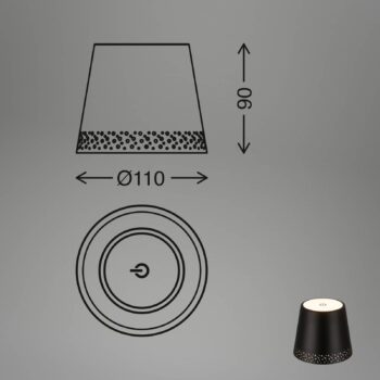 LED fľaškové svetlo batérie IP44 stmievač, čierna