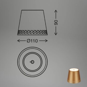 LED fľaškové svetlo batérie IP44 stmievač, zlatá