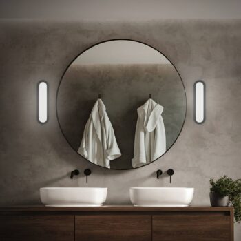 LED kúpeľňové nástenné svetlo Pil, čierne, šírka 35 cm, plast