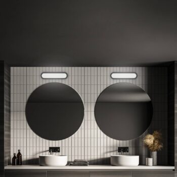 LED kúpeľňové nástenné svetlo Pil, čierne, šírka 35 cm, plast