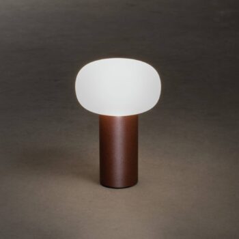 LED lampa Antibes, IP54, batéria, RGBW, hrdzavá