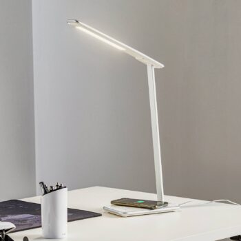 LED lampa na písací stôl Orbit strieborná indukcia