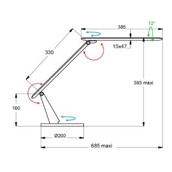 LED lampa na písací stôl Zig ovládací panel čierna