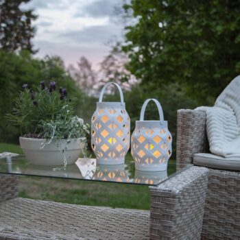LED lampáš Flame Lantern, biela, 23 cm