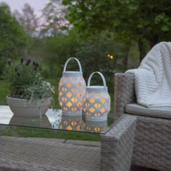 LED lampáš Flame Lantern, biela, 23 cm