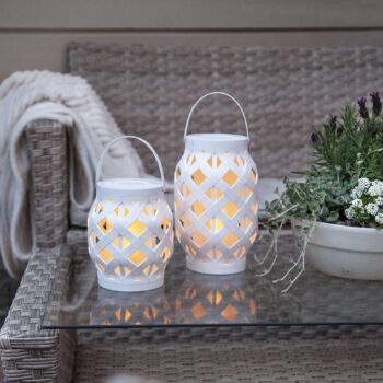 LED lampáš Flame Lantern, biela, 23 cm