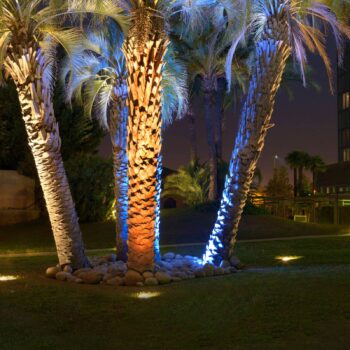 LED nájazdové svietidlá Gea, Ø 18 cm, 3000K, nerezová oceľ