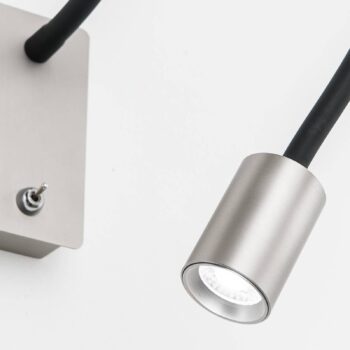 LED nástenná lampa Kurt matný nikel, ohybné rameno