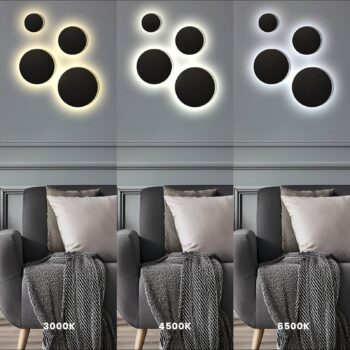 LED nástenné svetlo Disk, Ø 25 cm, čierne, plast, IP65, CCT