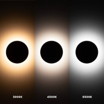 LED nástenné svetlo Disk, Ø 25 cm, čierne, plast, IP65, CCT