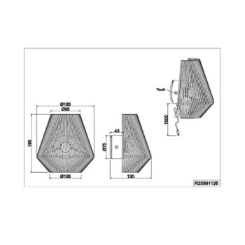 LED nástenné svetlo Lira, hnedé, papierová niť, dotykové, V 19 cm
