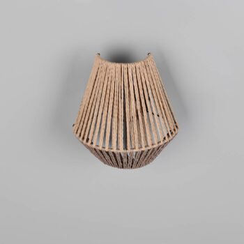 LED nástenné svetlo Lira, hnedé, papierová niť, dotykové, V 19 cm