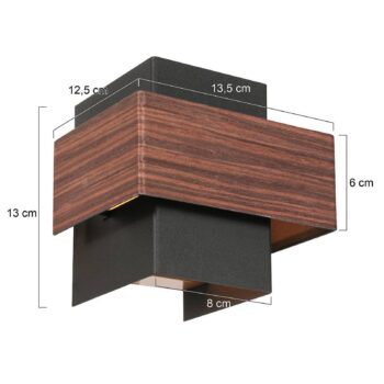 LED nástenné svetlo Muro 3367, drevený vzhľad, hore/dole, G9, 2 700 K