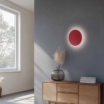 LED nástenné svetlo Orios Plus, červené, Ø 30 cm, oceľ