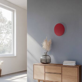 LED nástenné svetlo Orios Plus, červené, Ø 30 cm, oceľ