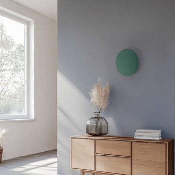 LED nástenné svetlo Orios Plus, zelené, Ø 30 cm, oceľ
