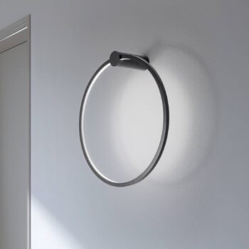 LED nástenné svetlo Saturno, čierne, Ø 50 cm, kov, 4 000 K