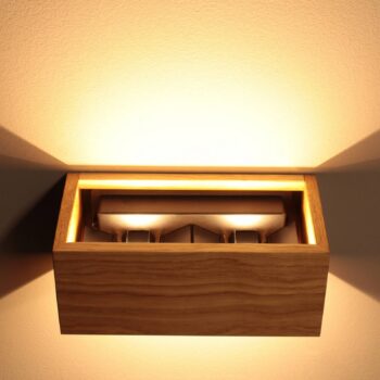 LED nástenné svetlo Shine-Wood, dub/čierna, šírka 23 cm, drevo