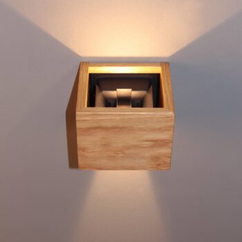 LED nástenné svetlo Shine-Wood, šírka 13 cm, dub/čierna, drevo