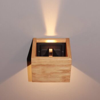 LED nástenné svetlo Shine-Wood, šírka 13 cm, dub/čierna, drevo