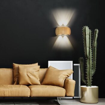 LED nástenné svetlo Shine-Wood, šírka 20 cm, dub/čierna 4-pl.