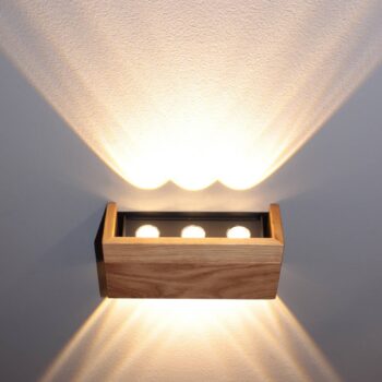 LED nástenné svetlo Shine-Wood,  šírka 21 cm, dub/čierna, drevo
