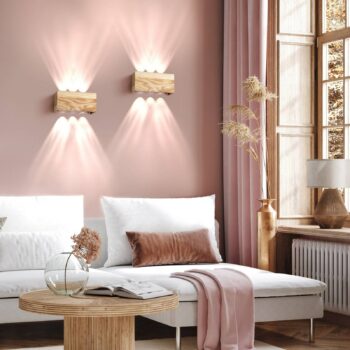 LED nástenné svetlo Shine-Wood,  šírka 21 cm, dub/čierna, drevo