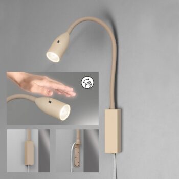 LED nástenné svetlo Sten, piesková farba, výška 61 cm Ovládanie gestami