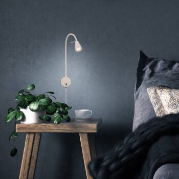 LED nástenné svetlo Tusa, béžové, kov, 45 cm, flexibilné rameno, GU10