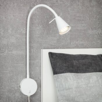 LED nástenné svetlo Tusa, biele, kov, 45 cm, flexibilné rameno